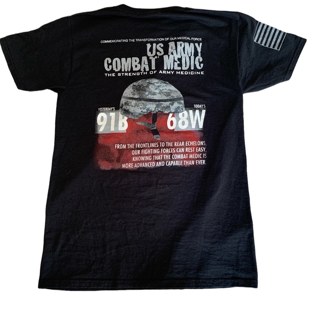 NEW US Army Soldier Medic Warrior Spirit Black Short Sleeve Tee Shirt Mens Small